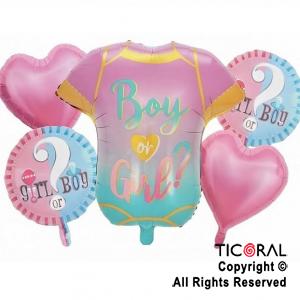 SET DE GLOBOS METALIZADO BOY OR GIRL 5 UNIDADES